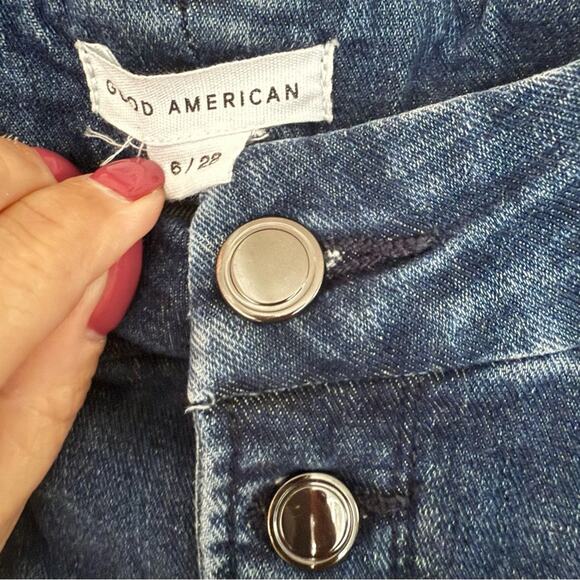 Good American Women's Dark Blue Button Up Skinny Jeans Size 6 / 28 - Picture 3 of 4